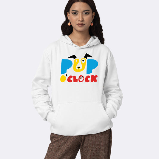 Adult Unisex Stacked Logo Hoodie - White